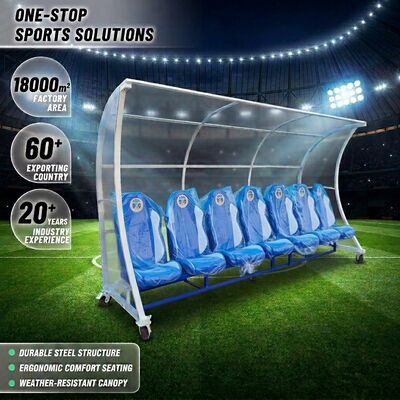 İyi fiyat Galvanizli çelik çerçeve ve özelleştirilmiş renk seçenekleri ile Profesyonel Futbol Yerleşim Benchi - 3 yıllık garanti Atletizm Dugout çevrimiçi